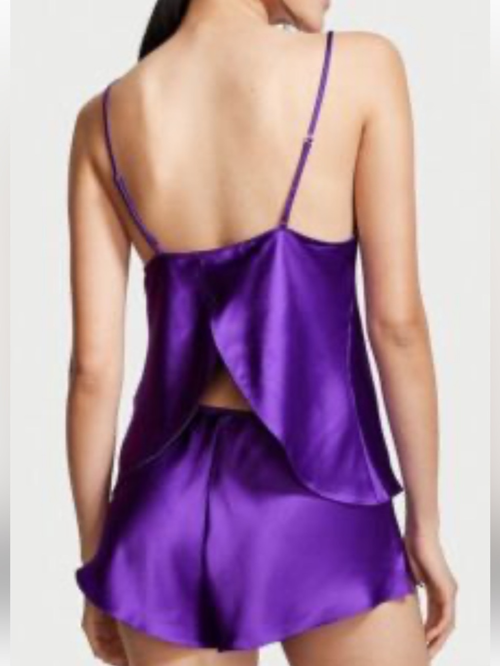 Victoria's Secret Purple Satin Open Back Cami & Shorts Set NWT Large